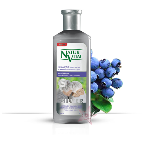 NaturVital Silver Blueberry Şampuan Beyaz ve Gri saçlar için 300 ml 