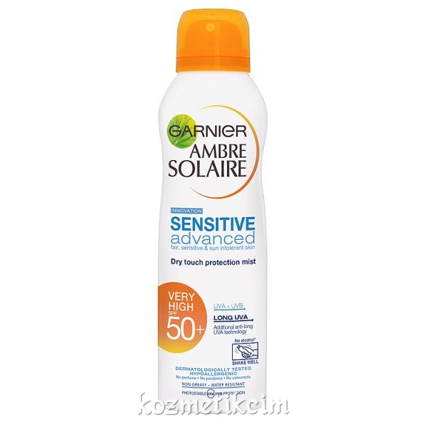 Garnier Ambre Solaire Dry Mist Sensitive SPF 50-Yağsız Dokusu İle Koruyucu Sprey 200 ml