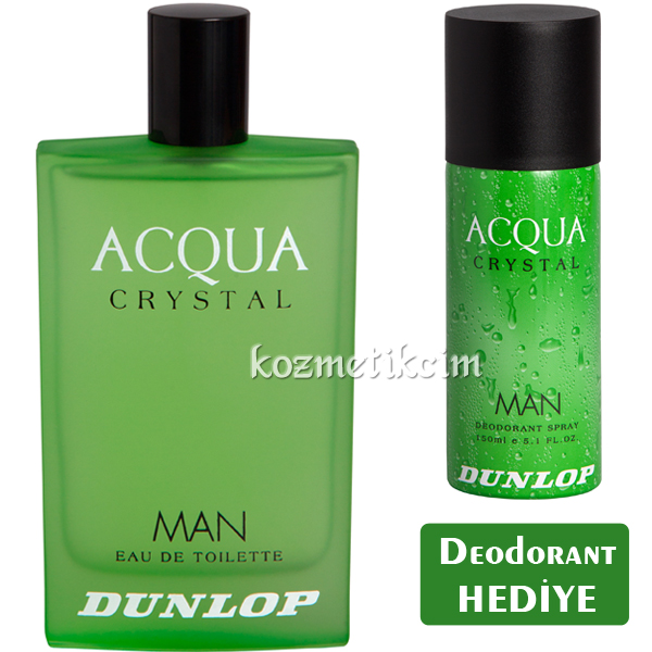 Dunlop Aqua Crystal Edt 100 ml Erkek Parfümü 150 ml Deodorant Hediye