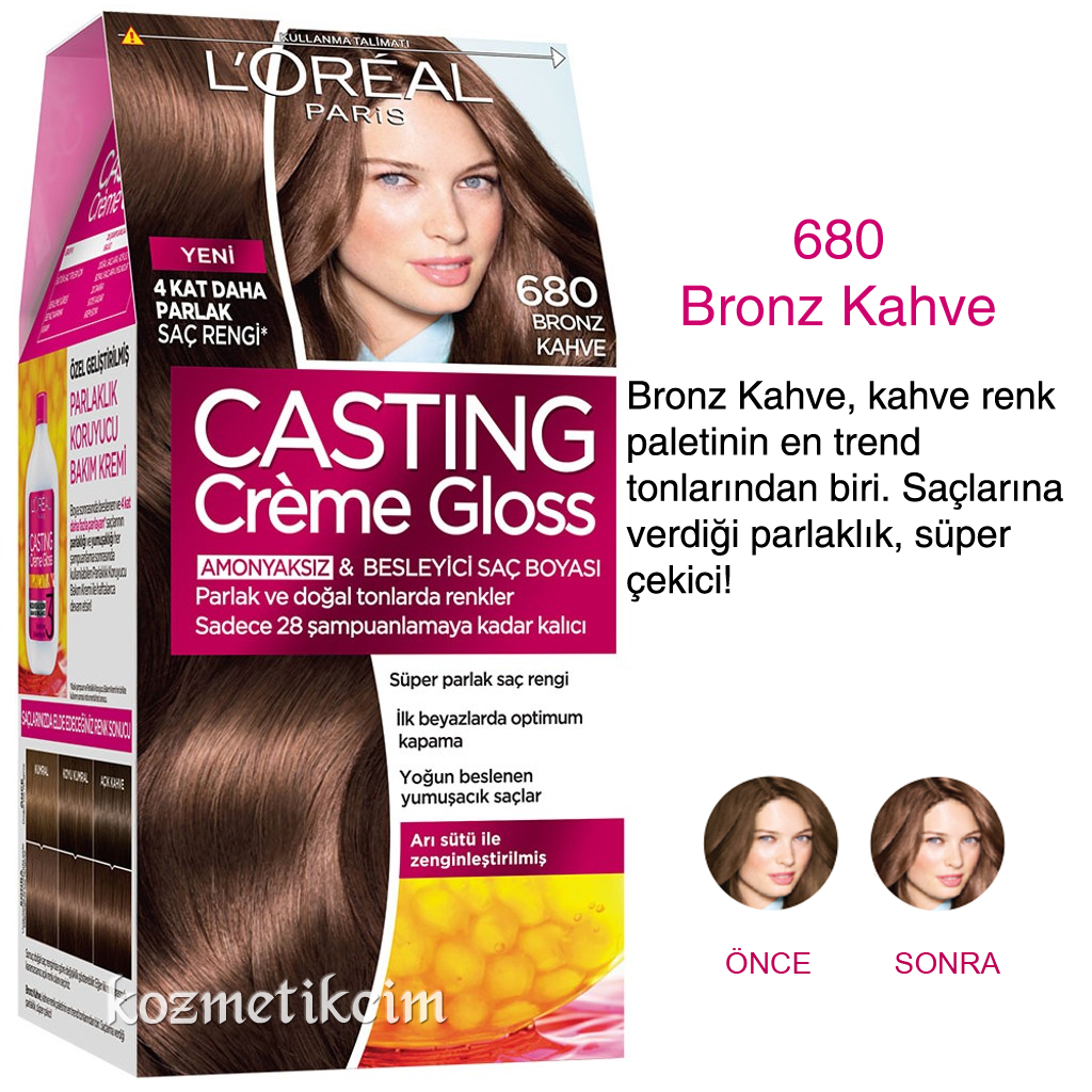 L'Oréal Casting Créme Gloss Amonyaksız ve Besleyici Saç Boyası 680 Bronz Kahve