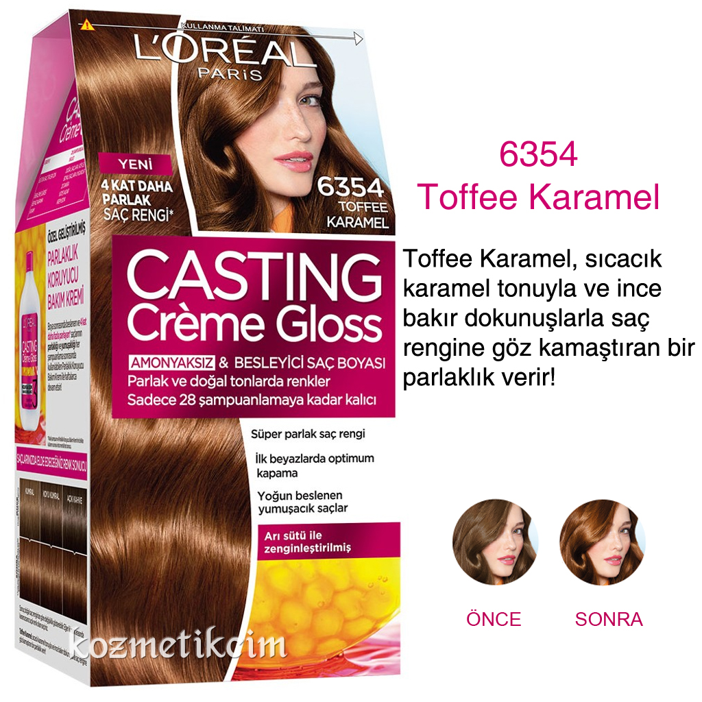 L'Oréal Casting Créme Gloss Amonyaksız ve Besleyici Saç Boyası 6354 Toffee Karamel