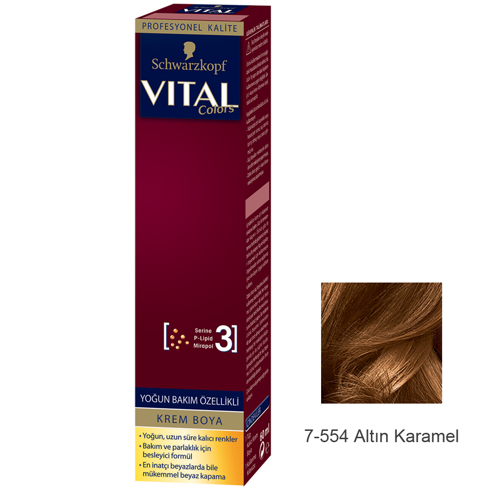 Schwarzkopf Vital Colors Krem Saç Boyası 7-554 Altın Karamel