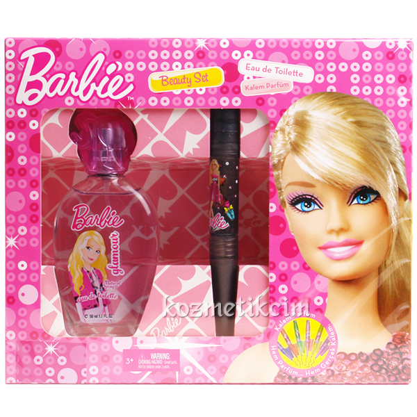 Barbie Glamour 50 ml Edt Çocuk Parfüm Seti Renkli Kalemli