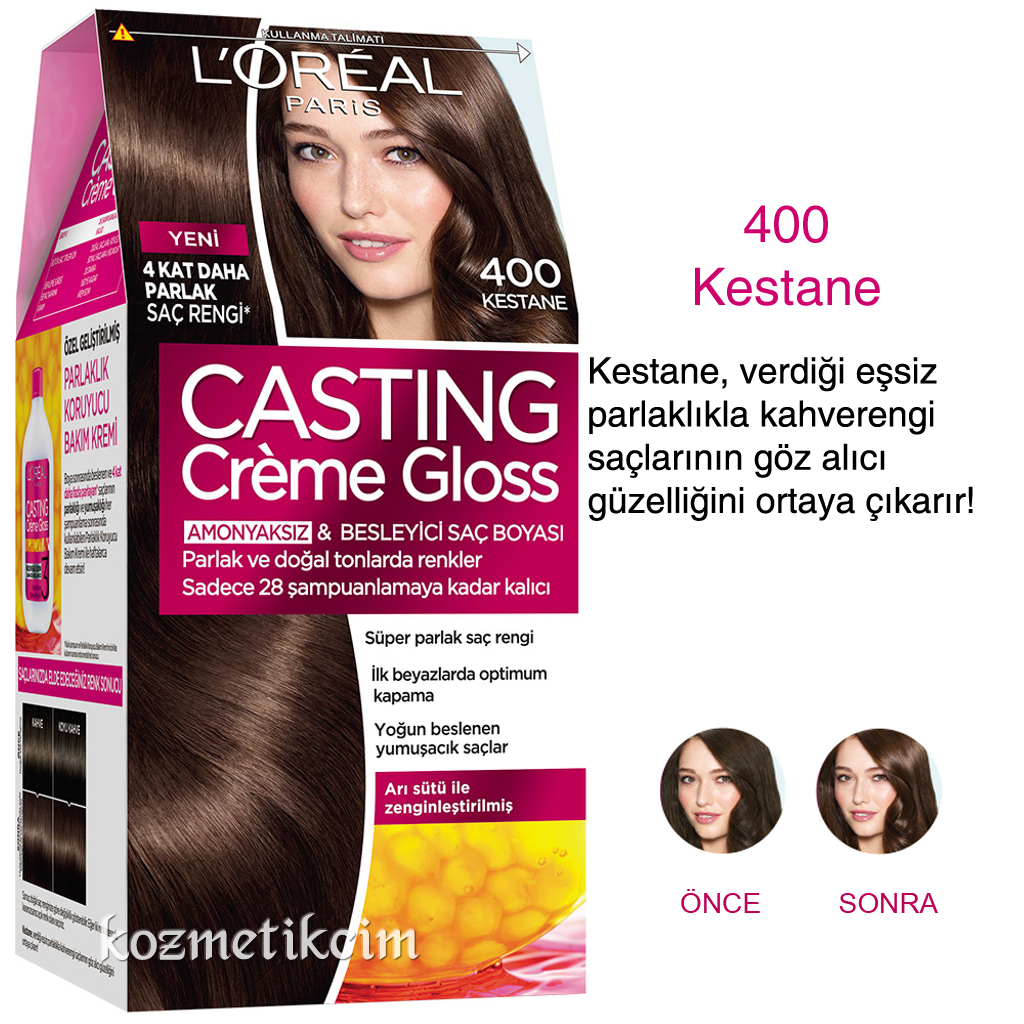 L'Oréal Casting Créme Gloss Amonyaksız ve Besleyici Saç Boyası 400 Kestane