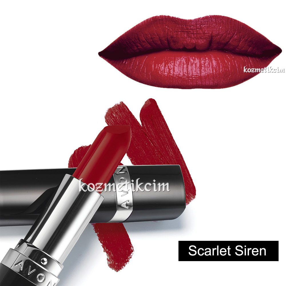 AVON Sevgililer Günü Özel Set Ultra Colour Ruj+Makyaj Çantası+Super Shock Maskara Scarlet Siren