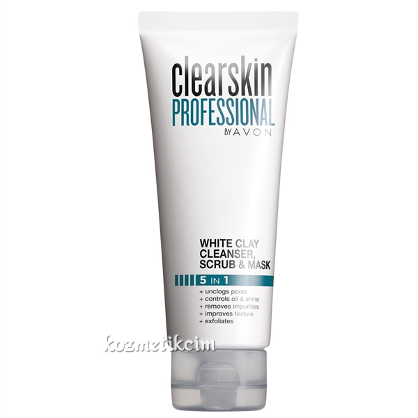 AVON Clearskin Professional Beyaz Kil İçeren Temizleyici, Arındırıcı Scrub Ve Maske 75 ml