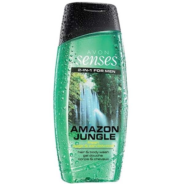 AVON Senses 2-In-1 For Men Amazon Jungle Taze Adaçayı ve Sandal Ağacı Kokulu Saç & Vücut Şampuanı 250ml