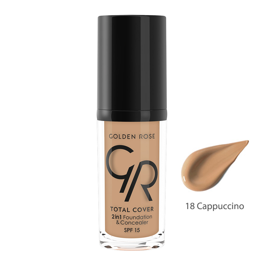 Golden Rose TOTAL COVER 2in1 Foundation & Concealer Seyahat Boy 18 Cappuccino