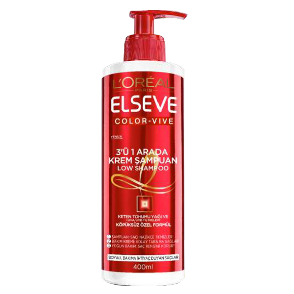 L'Oréal Elseve Color-Vive 3'ü 1 Arada Krem Şampuan Low Shampoo 400 ml