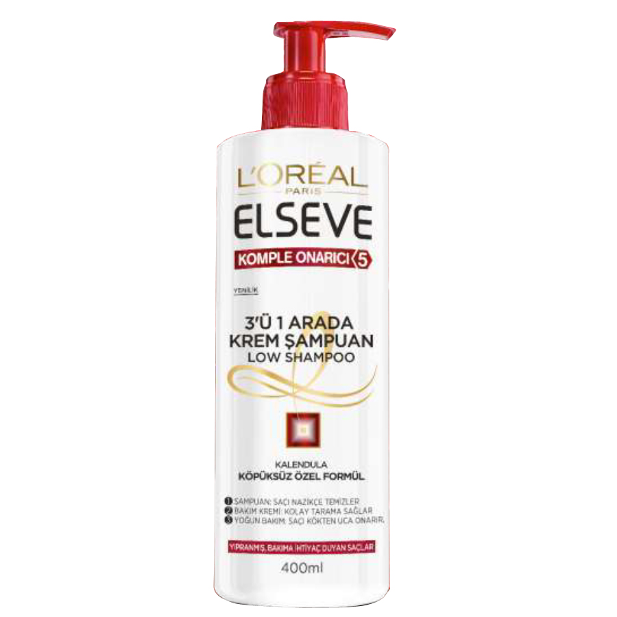 L'Oréal Elseve Komple Onarıcı 5 3'ü 1 Arada Krem Şampuan Low Shampoo 400 ml
