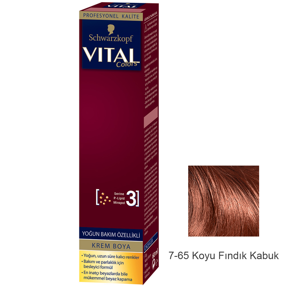 Schwarzkopf Vital Colors Krem Saç Boyası 7-65 Koyu Fındık Kabuk
