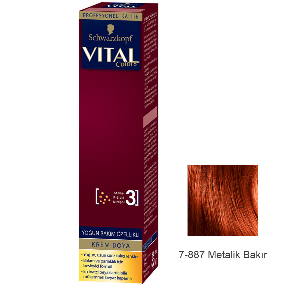Schwarzkopf Vital Colors Krem Saç Boyası 7-887 Metalik Bakır