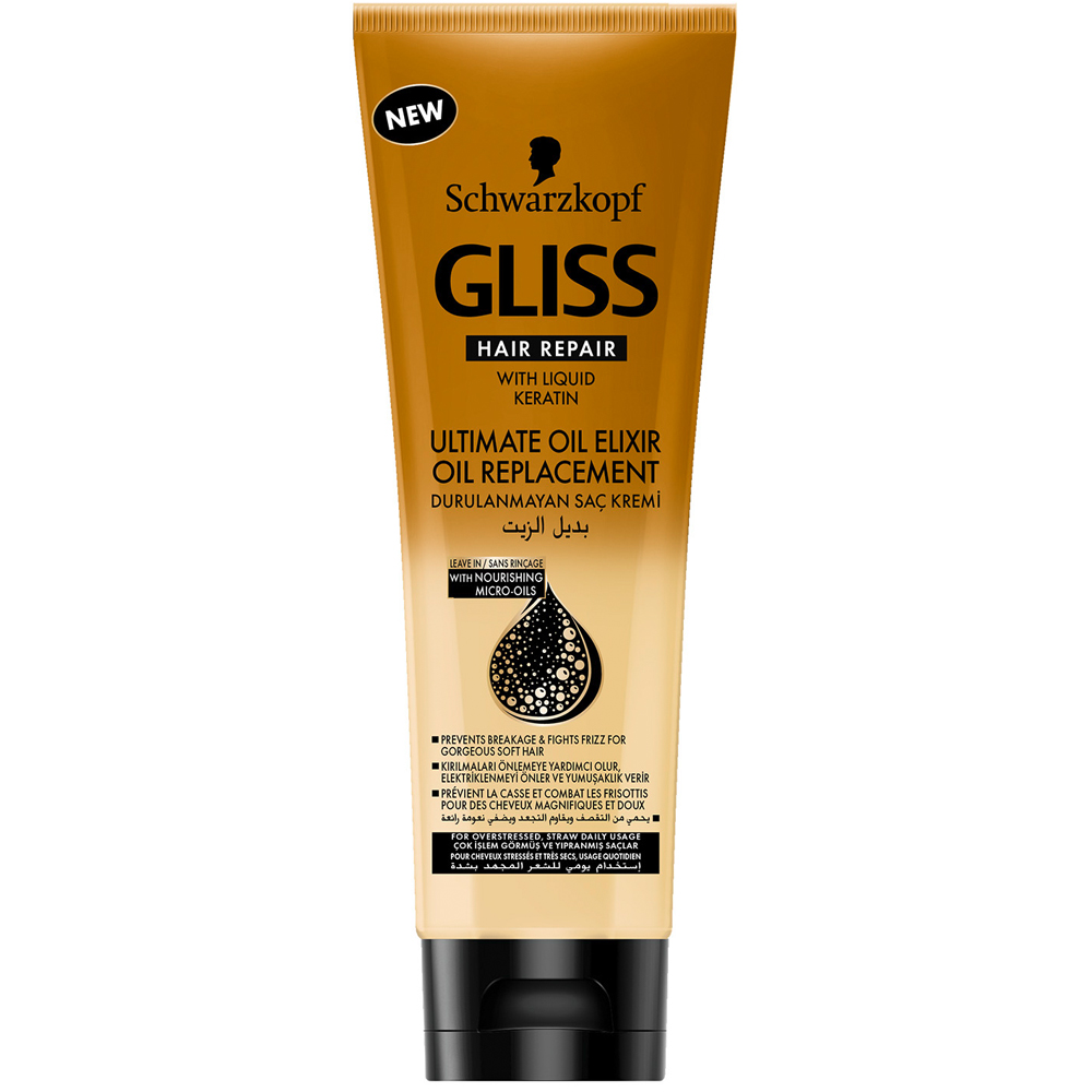 Schwarzkopf Gliss Ultimate Oil Elixir Çok İşlem Görmüş ve Yıpranmış Saçlar İçin Durulanmayan Saç Kremi 250 ml