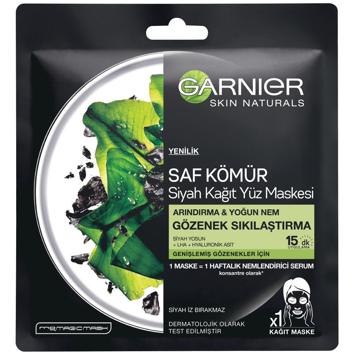 Garnier Saf Kömür Siyah Kağıt Gözenek Sıkılaştırıcı Yüz Maskesi