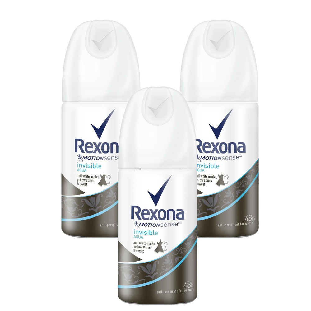 Rexona Women Invisible Black White Aqua Motionsense Deodorant Kadın 35ml Mini 3 Adet